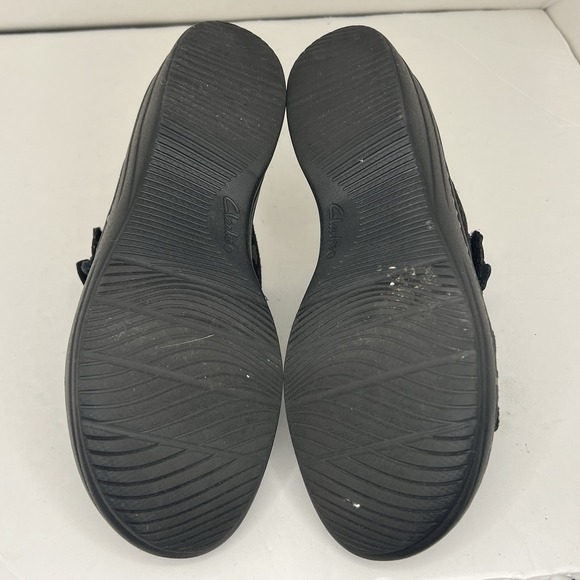 Clarks Collection Womens 6 Black Floral Wedge Sandals Ultimate Comfort Hook Loop - Picture 8 of 8